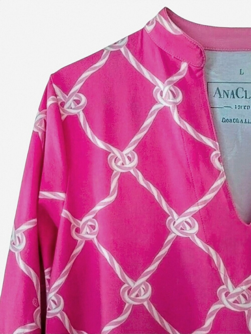 AnaClare Pink Nautical Knot Tunic Mini Knee Length Dress Preppy Coastal Sz. L